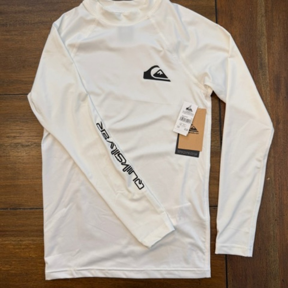 Quiksilver Boys Long Sleeve Rashguard - WHITE - Boys Size 14 - Like New